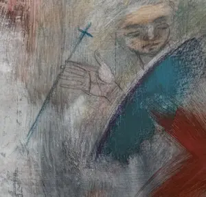 Piet Vermeulen - gemengde techniek op papier | 'Protest' (INGELIJST) kopen? Bied vanaf 10!