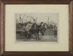 Waalko Jans Dingemans (sr.) - Ets, Paarden voor kar - Ingelijst kopen? Bied vanaf 1!