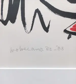 Theo Wolvecamp - Figuur op een blauwe maandag, zeefdruk (netjes ingelijst, groot) kaufen? Bieten Sie von 225!