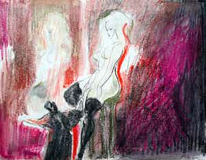 Luis Filcer - Kunstenaar en model, gemengde techniek op papier verkocht voor € 195!