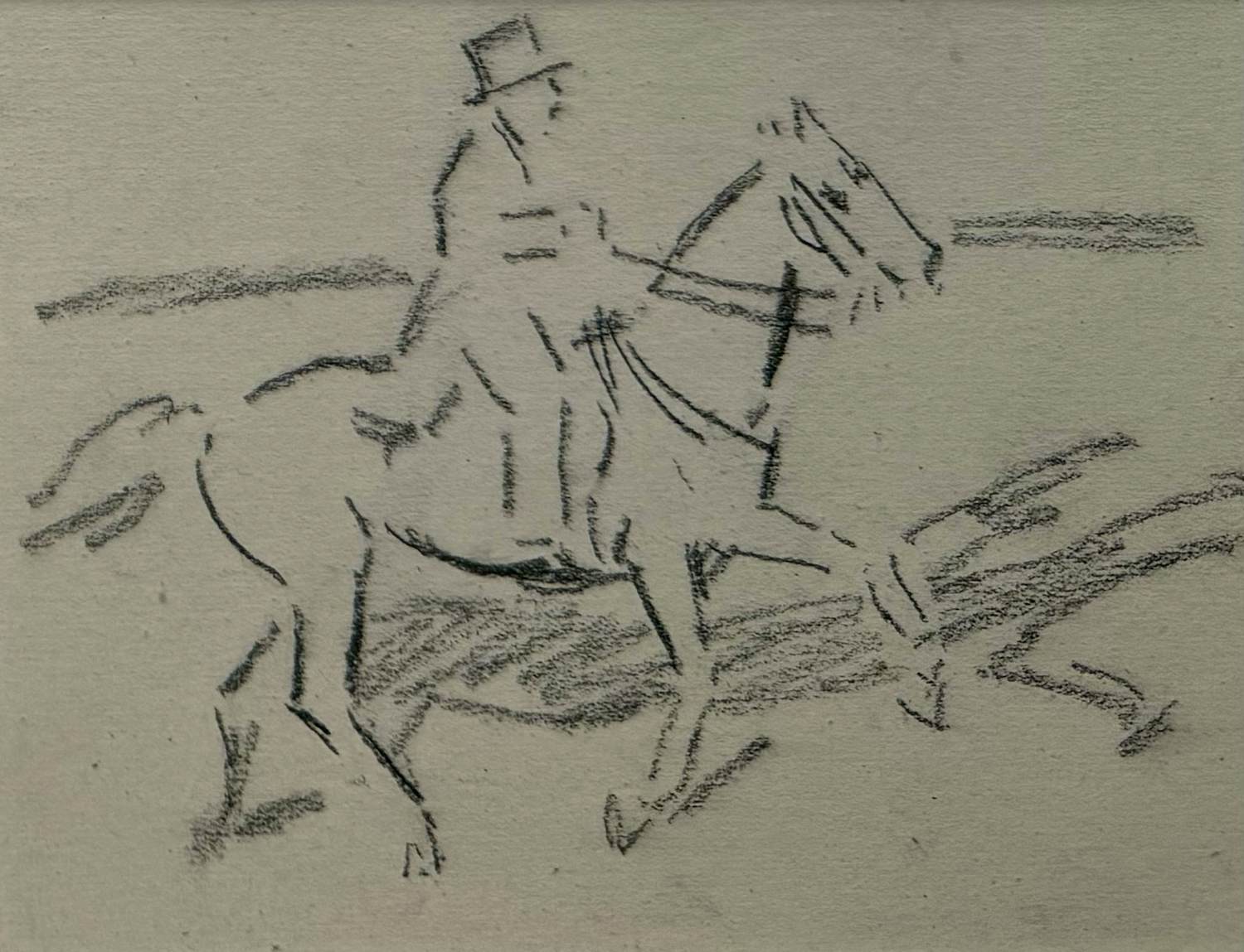 Kees Maks - Houtskooltekening | 'Hoogeschoolrijder' | ca. 1910 kopen? Bied vanaf 500!