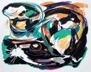 Karel Appel - litho: figuur - 1959 (nieuwe lijst!) verkocht voor € 1250!