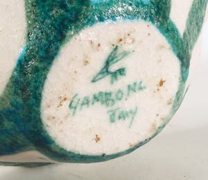 Guido Gambone - Aardewerk, Schaal en dekseldoos met geometrisch decor kopen? Bied vanaf 60!