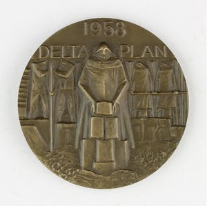 Fred Carasso - Bronzen penning: Deltaplan, 1958 kopen? Bied vanaf 120!
