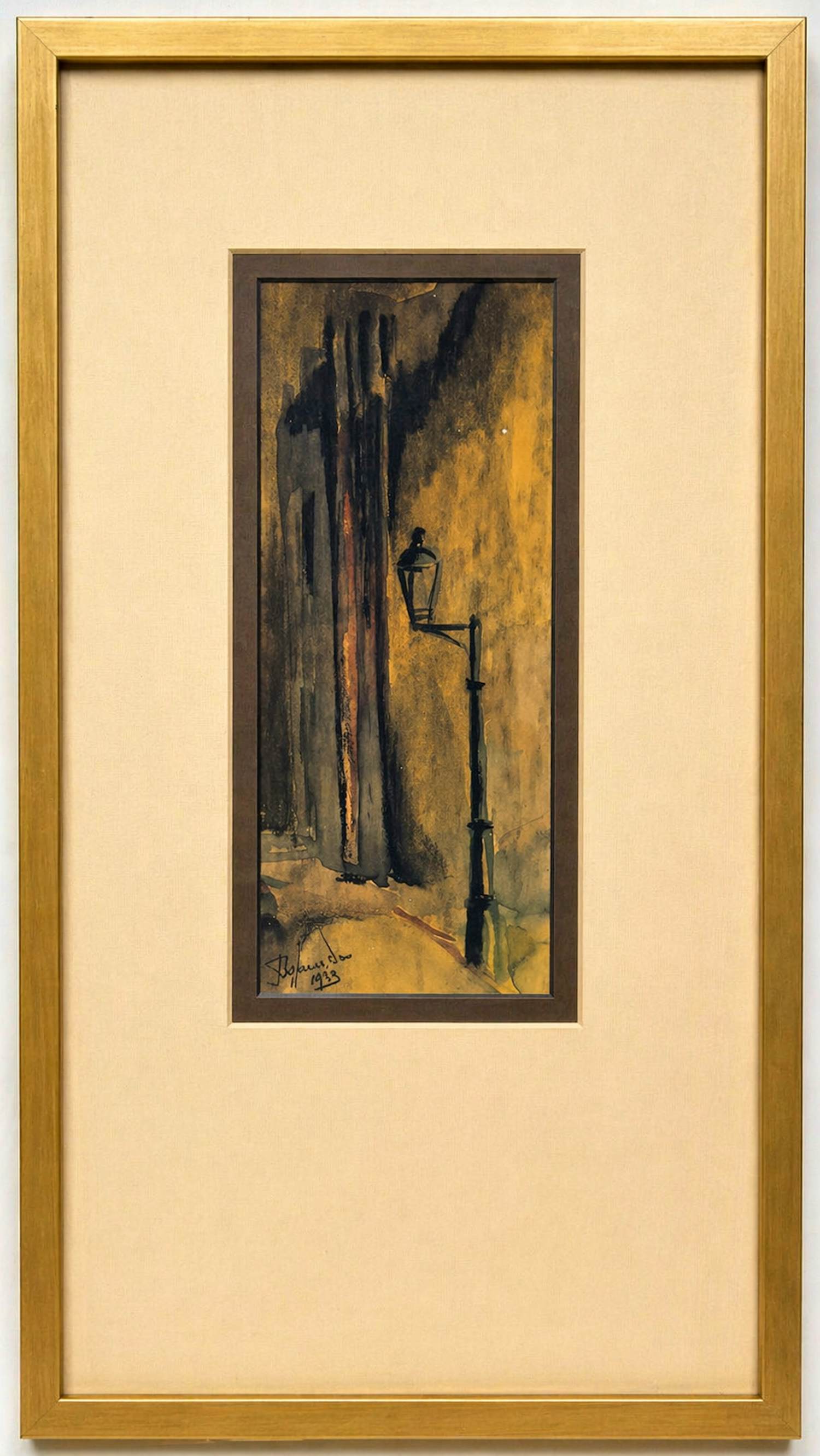 Jan Rijlaarsdam - Steegje met lantaarnpaal, kopen? Bied vanaf 130!