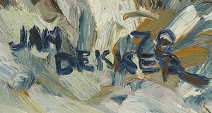 Jan Dekker - Olieverf op hardboard, Boerderij Winter, Ingelijst kopen? Bied vanaf 1!