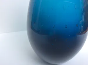 Hirschberg - Vintage Petrol blauwe vaas met luchtbellen kopen? Bied vanaf 75!