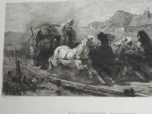 William Unger - Ets naar een schilderij van Adolf Schreyer , Wallachisches Fuhrwerk – ca 1880 kopen? Bied vanaf 10!