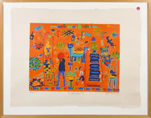 Gertie Janssen - Zeefdruk op geschept papier, Le plat pays II - Ingelijst kopen? Bied vanaf 50!