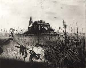 Simon Koene - Abdijkerk van Loosduinen met brandnetel verkocht voor € 45!