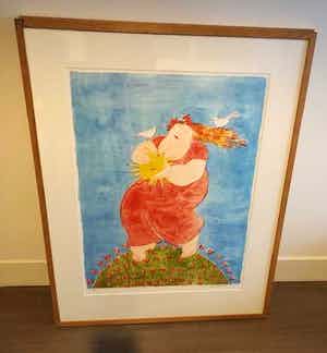 Ada Breedveld - Zeefdruk, Titel, "Morning Glory". verkocht voor € 75!