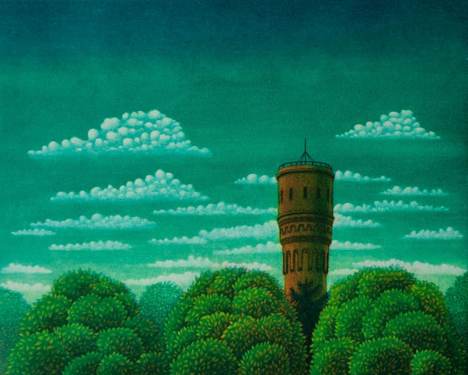 Joop Vegter - Ets/mezzotint: watertoren - 1994 verkocht voor € 100!
