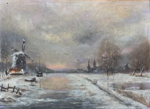 Niet of onleesbaar gesigneerd - C3752-6 - Winterlandschap met molen kopen? Bied vanaf 10!