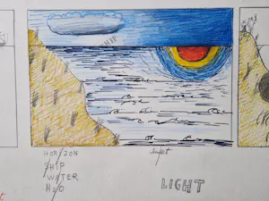 Hannes Postma - Grote jaren 60 kleurpotlood tekening "kleine ontwerpjes / storm water light" kopen? Bied vanaf 47!