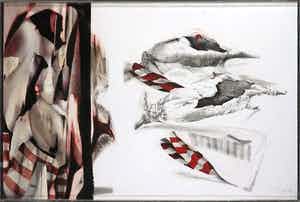 Gerti Bierenbroodspot - Potlood en gouache op hout, Zonder titel - Ingelijst verkocht voor € 1!