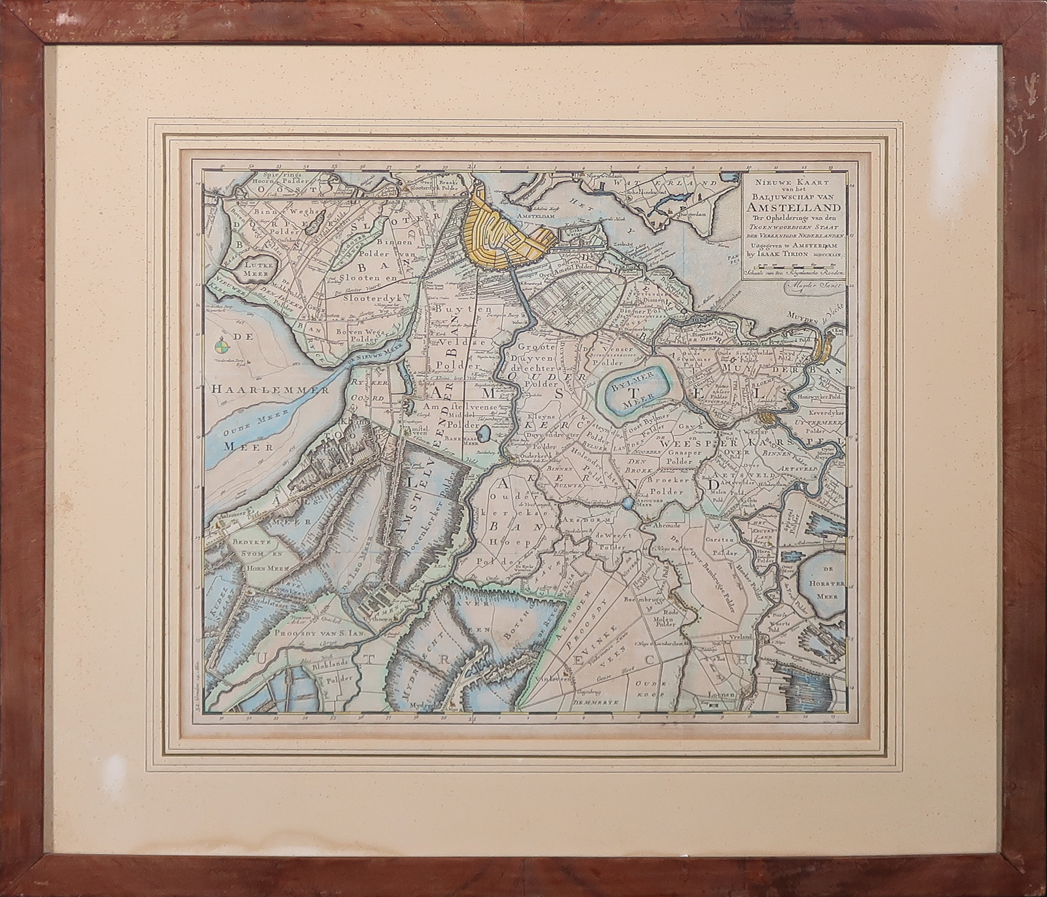 Niet of onleesbaar gesigneerd - Kopergravure, Nieuwe kaart van het baljuwschap Amstelland - Ingelijst kopen? Bied vanaf 1!