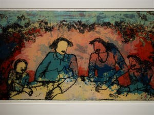 Sjer Jacobs - Karakteristiek expressionistische Zeefdruk "het Familiediner" gesigd. VANAF 1€ kopen? Bied vanaf 1!