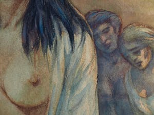 Klaas Pijlman - Aquarel , "Angst" – gesigneerd & ingelijst – 1960 kopen? Bied vanaf 35!