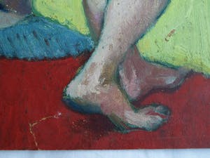 Niet of onleesbaar gesigneerd - Acrylverf op karton , “Naakt in huis” kopen? Bied vanaf 1!