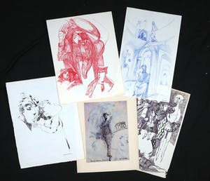 Joe Wols - Lot van vijf werken op papier, Figuren en karakters kopen? Bied vanaf 1!