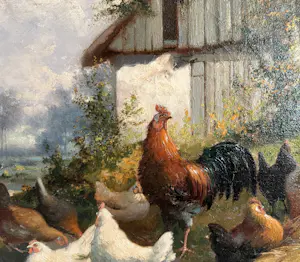 Jef Van Leemputten - “Kippen in het landschap” kopen? Bied vanaf 520!