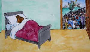 Pieter Holstein - Tekening ingekleurd met aquarel verkocht voor € 249!