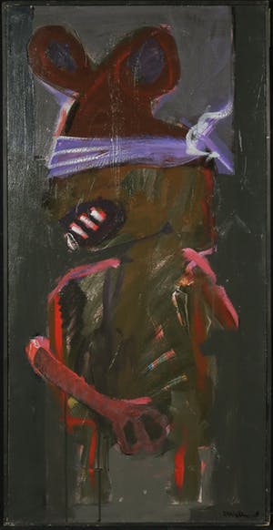 Piet Willems - Vierluik in acryl op paneel, De stok met vier uiteinden - Ingelijst kopen? Bied vanaf 1!