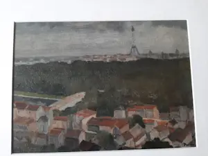 Jasper Pasman - Olieverf op papier, zicht op de Eifeltoren. kopen? Bied vanaf 40!