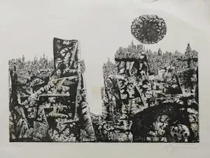 Jan Bernard Meinen - 2 Lithos " Fantastisch Landschap " kopen? Bied vanaf 50!