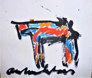 Anton Heyboer - Het dier . Kleurrijke krachtige schildering . verkocht voor € 200!