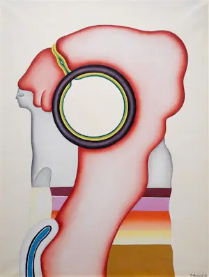 Jörg Remé - Ingelijste olieverf op doek: Compositie met figuur - 1968 kopen? Bied vanaf 599!