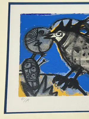 Corneille - Ingelijste lithografie: de muzikale vogel, 1992 kopen? Bied vanaf 485!