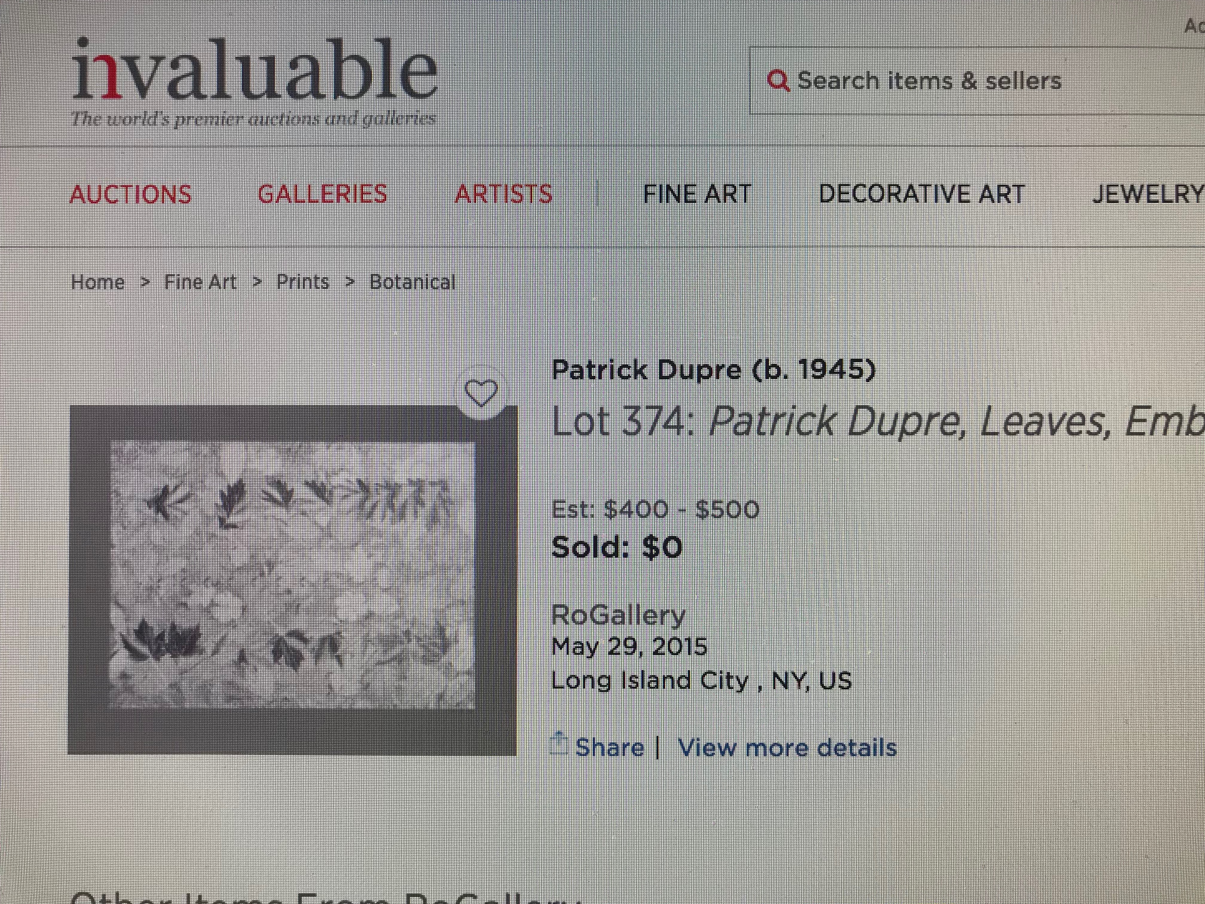 Patrick Dupre - Metaalgravure op papier - Gesigneerd - EA - Oplage 185 kopen? Bied vanaf 75!