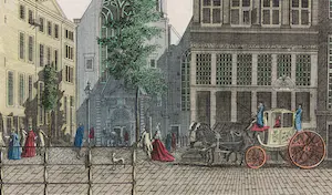 Hermanus Petrus Schouten - Handgekleurde gravure, Gezicht van de Oude Waalen-Kerk kopen? Bied vanaf 35!