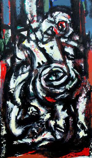 Theo Wolvecamp - Compositie met ogen - 1989 verkocht voor € 195!