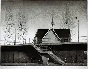 Wim Bettenhausen - Ets en aquatint, Kerkje bij St. Sebastiaansbrug vendu pour 80€ !