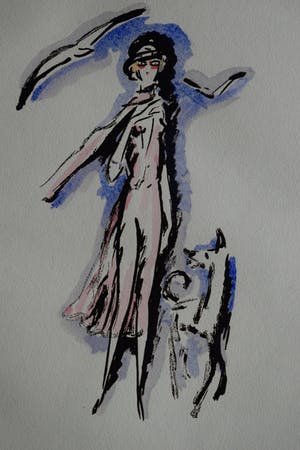 Kees van Dongen - Pochoir - Vrouw met hond - 1925 kopen? Bied vanaf 300!