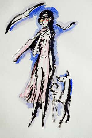 Kees van Dongen - Pochoir - Vrouw met hond - 1925 verkocht voor € 300!