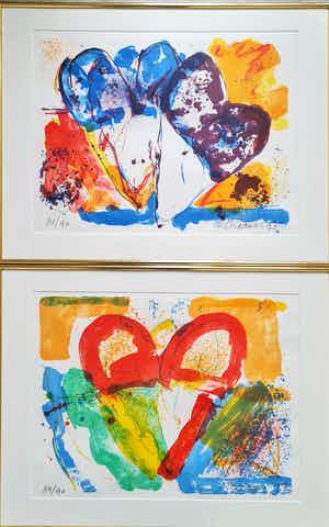Jan Cremer - Lot van 2 zeefdrukken - gesigneerd - ingelijst verkocht voor € 300!