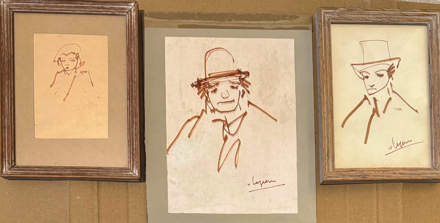 Hans van Ieperen - 3 pentekeningen w.o. Clown kopen? Bied vanaf 150!