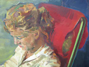 Niet of onleesbaar gesigneerd - Olieverf op doek , Leesvrouw , Lezende vrouw kopen? Bied vanaf 1!