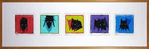 Peter Bastiaanssen - Zeefdruk, Zonder titel, 5-luik - Ingelijst (groot) verkocht voor € 70!
