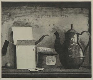Herman Berserik - Ets, Stilleven met open doosje - Ingelijst kopen? Bied vanaf 60!