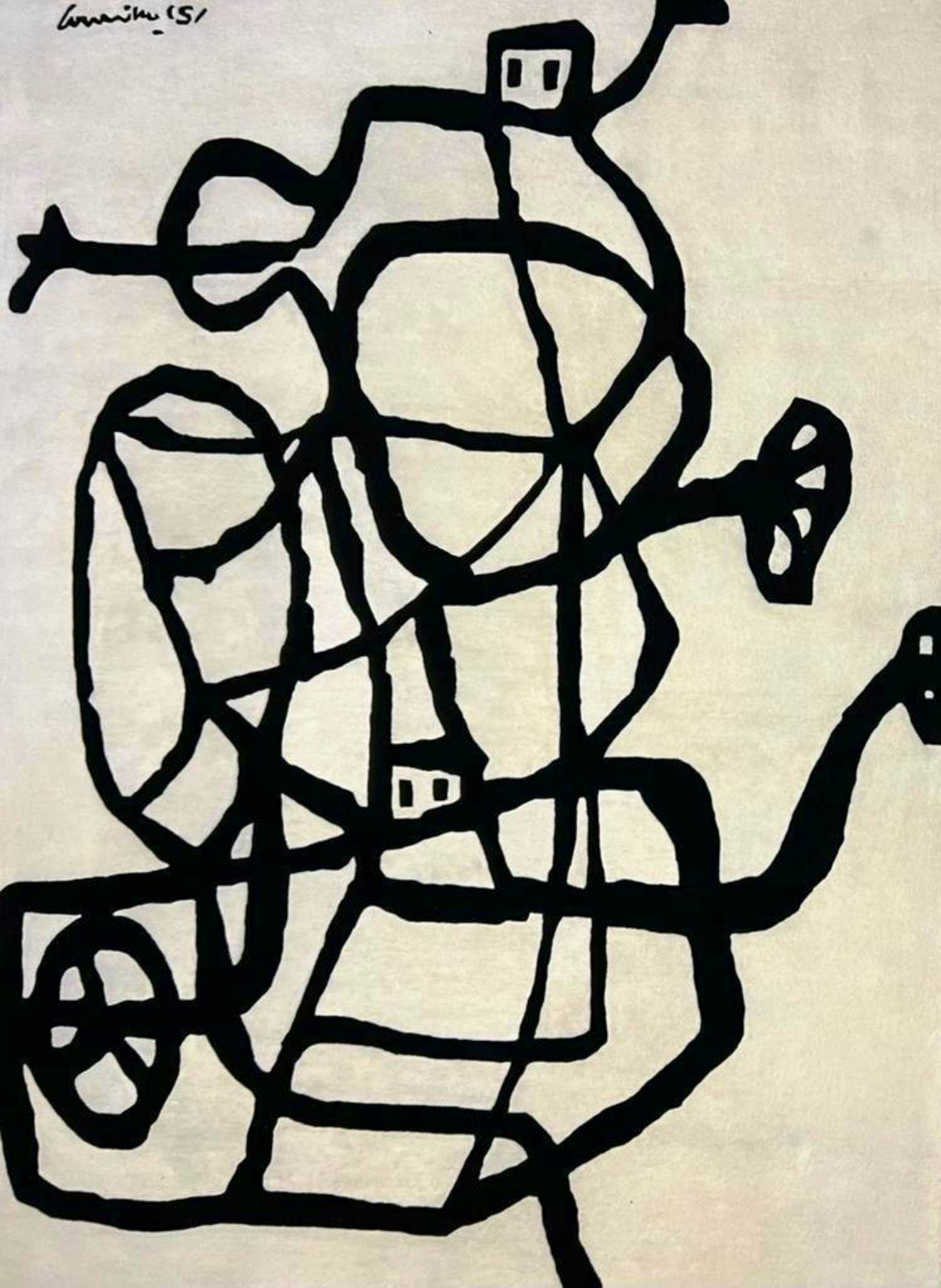 Corneille - Tapijt Cobra 1951 - Wit - Oplage van 5 exemplaren met echtheidscertificaat kopen? Bied vanaf 2000!