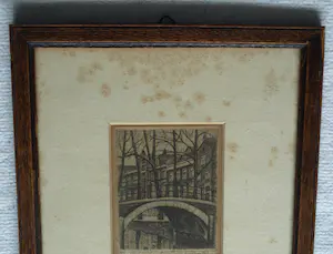 Sal Meijer - Ingelijste ets , Gracht in Amsterdam , Reguliersgracht ? – Nr. 17 kopen? Bied vanaf 25!