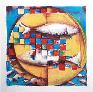 Marianne Aulman - steendruk - Indian Market III 2/15 - 21051 verkocht voor € 35!