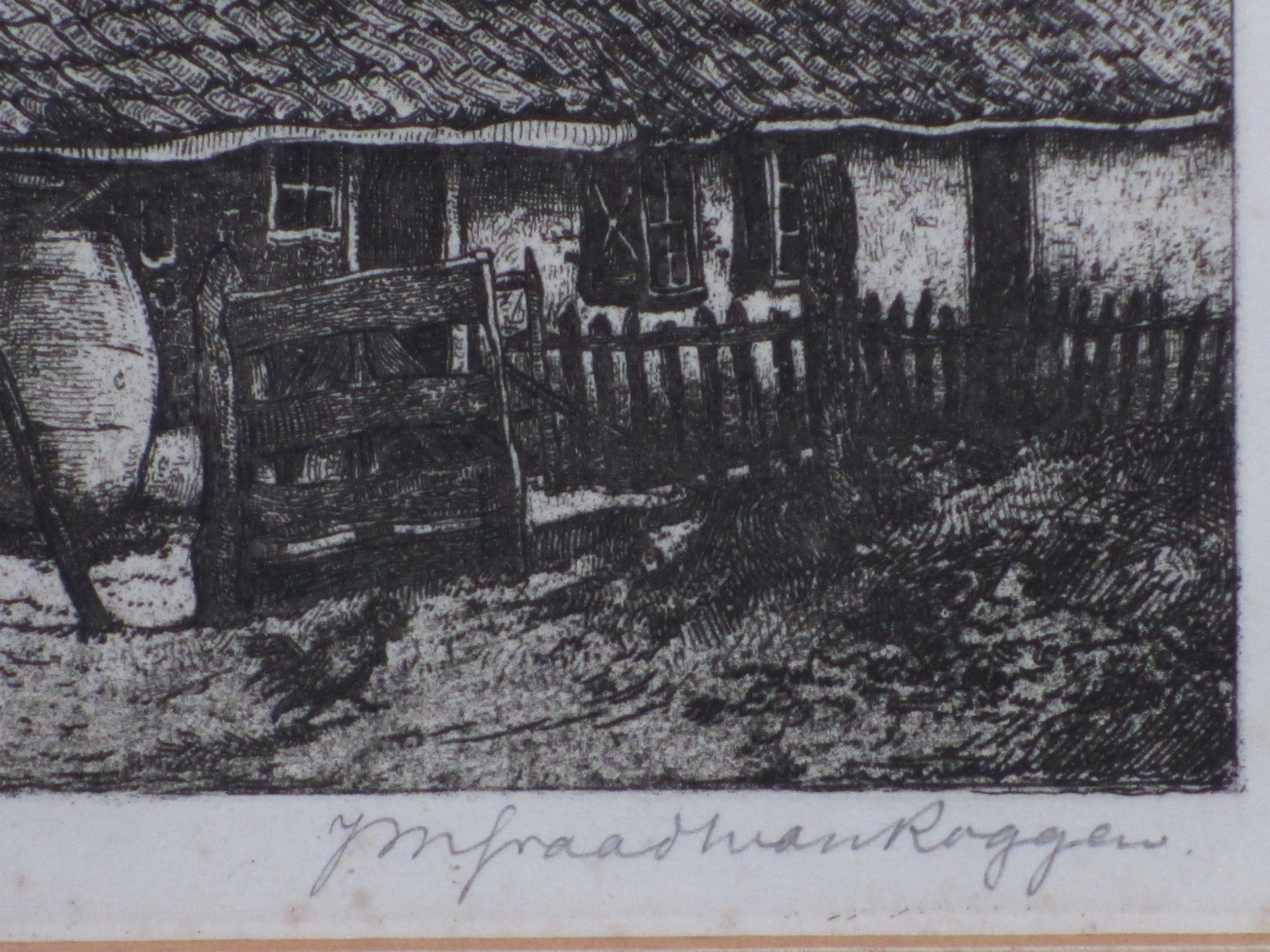 Johannes Graadt van Roggen - Achter de kerk te Bergen - Ets kopen? Bied vanaf 100!