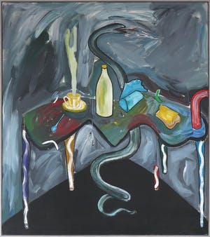 Rian de Jong - Olieverf op doek, Stilleven met slang - Ingelijst (Zeer groot) kopen? Bied vanaf 1!