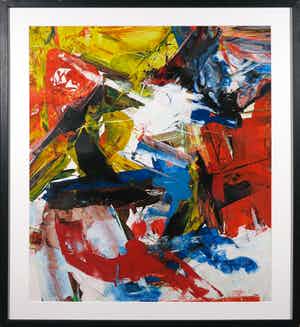 Jan te Wierik - Acryl op papier, Abstracte compositie - Ingelijst verkocht voor € 350!