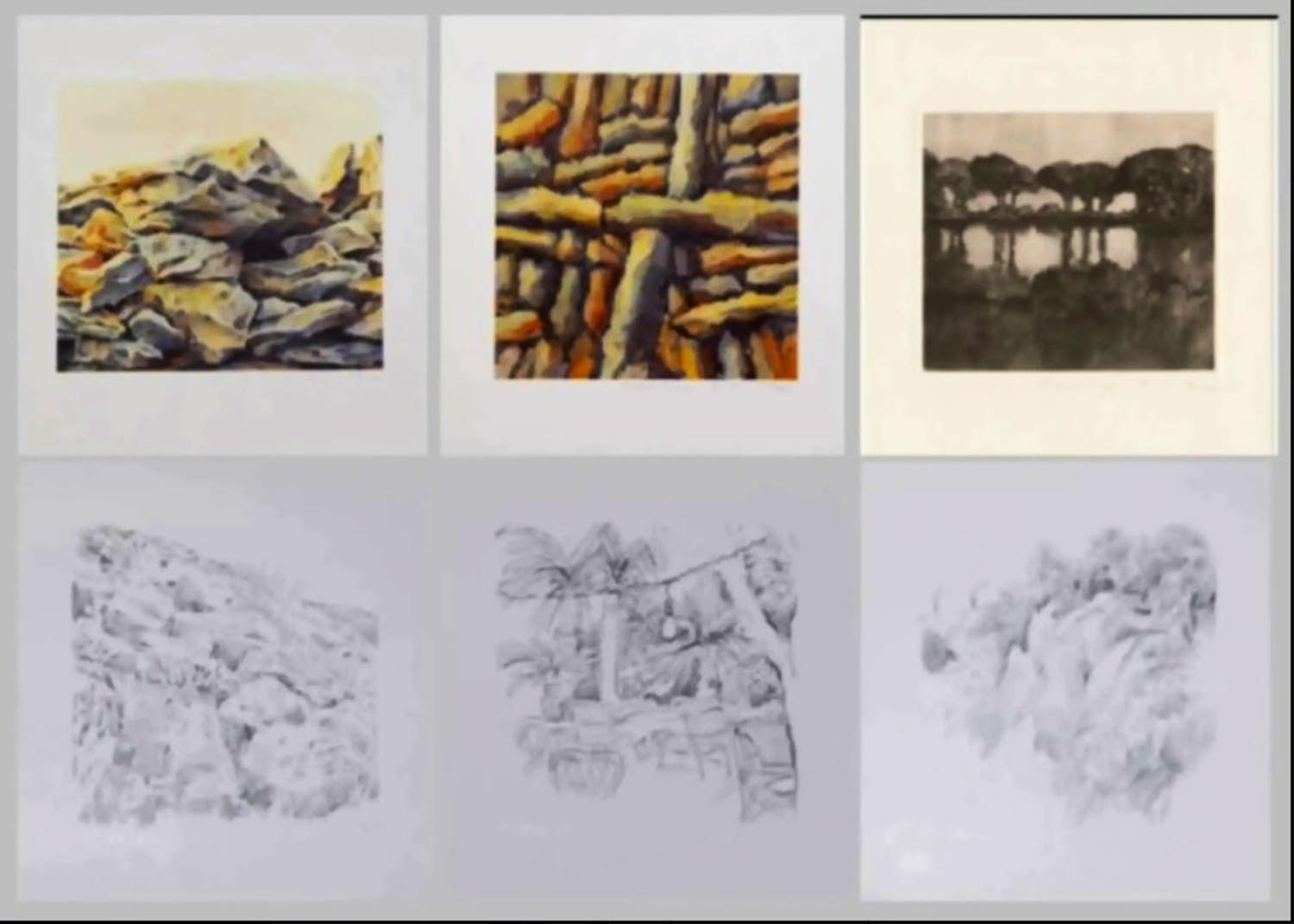 Manfred Grommelt - e.a: zes handgesigneerde zeefdrukken: Landschappen I-VI verkocht voor € 29!